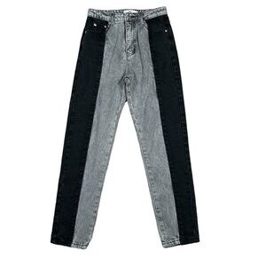Adika Nori Color Block High Rise Mom Jeans Black‎ Gray  Cotton Womens Size Small